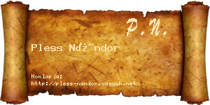 Pless Nándor névjegykártya