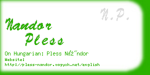 nandor pless business card